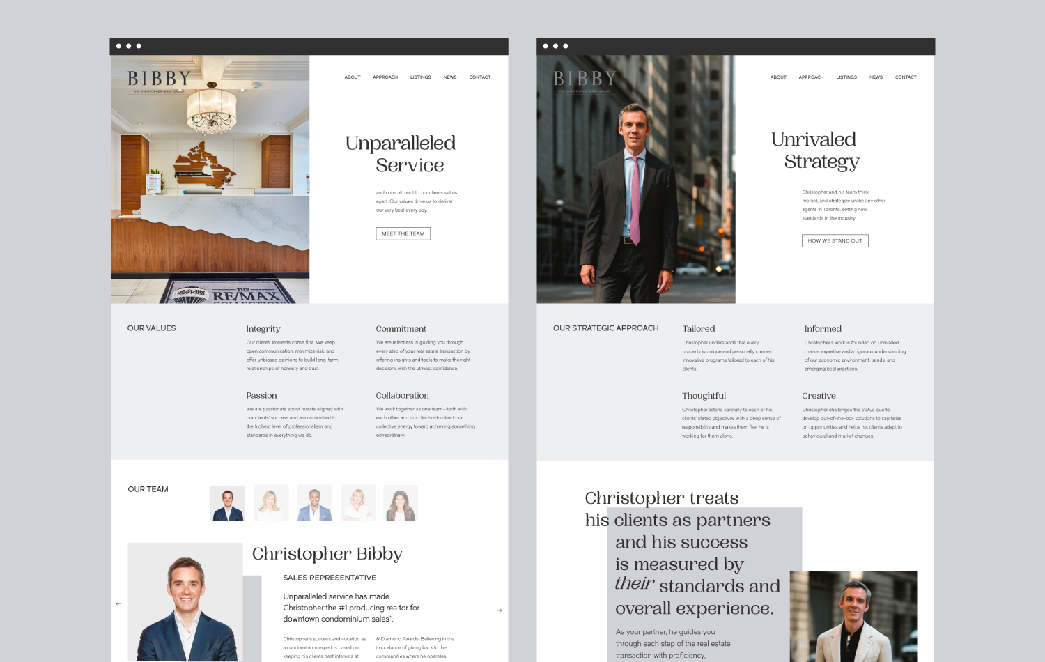 Bibby Website About and Approach Pages