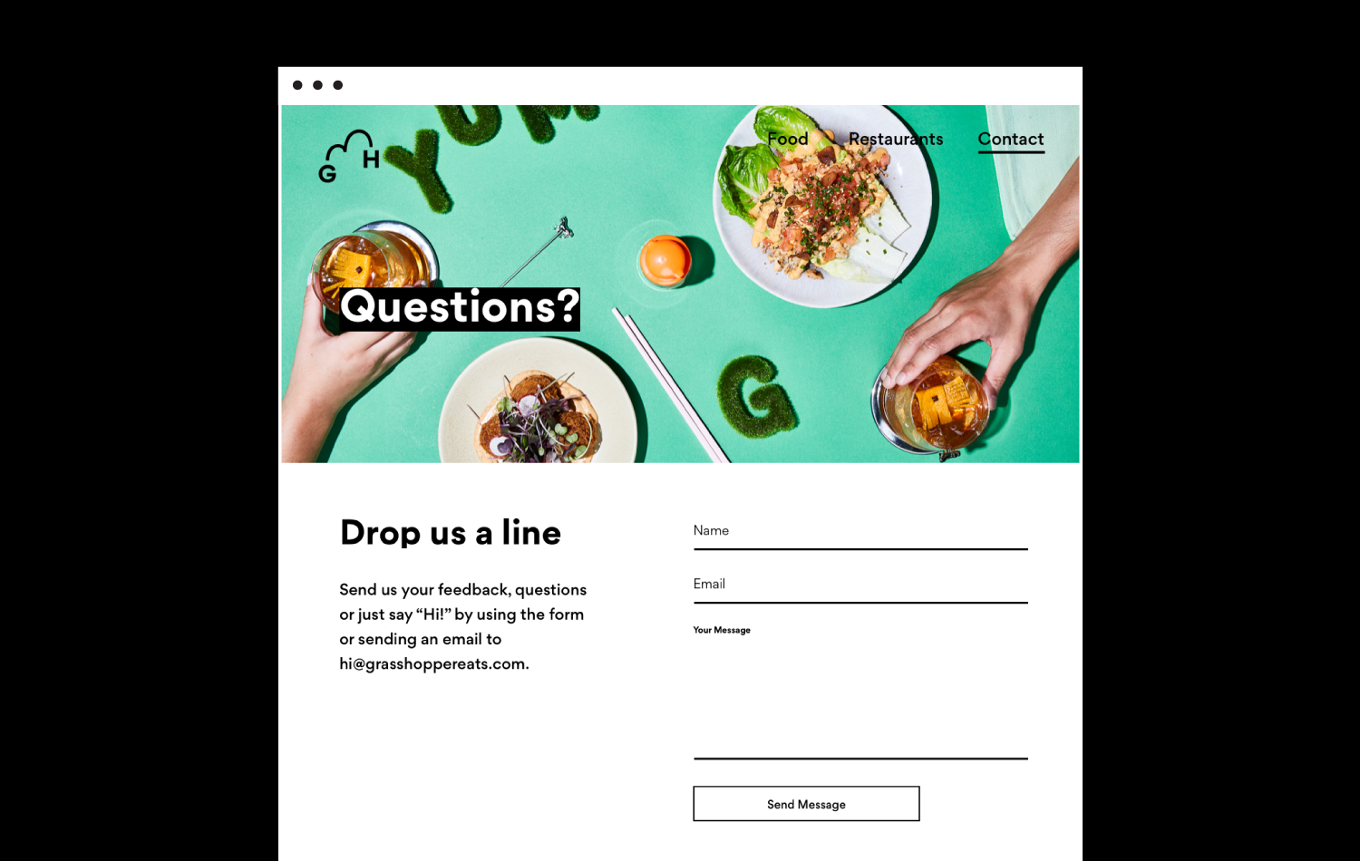 Grasshopper Desktop Contact Page