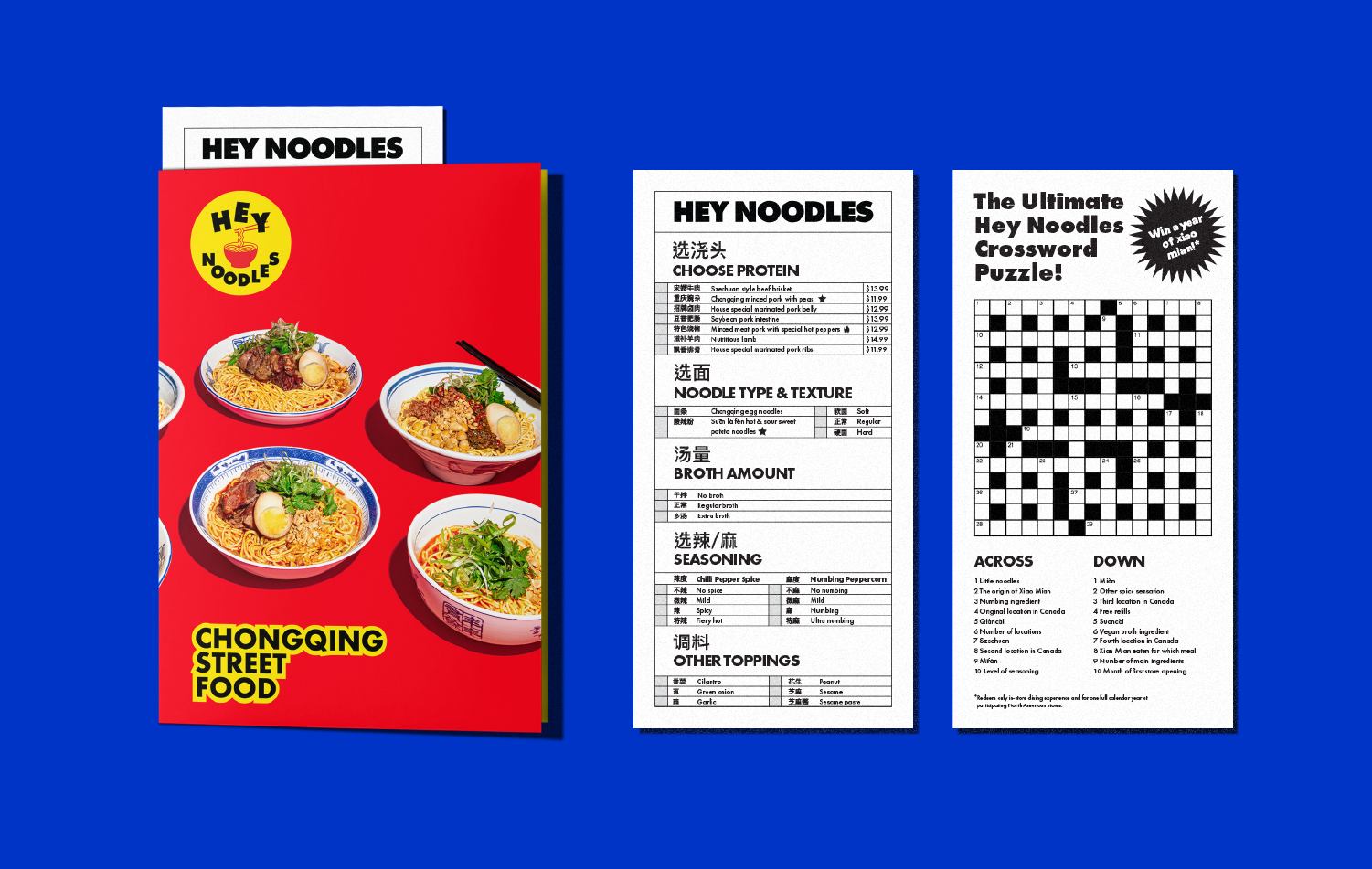 Hey Noodles Menu and Order Sheet